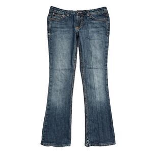 People's Liberation Baby Boot Jeans 25 (28x27.5) Hemmed Embroidered Womens Y2K